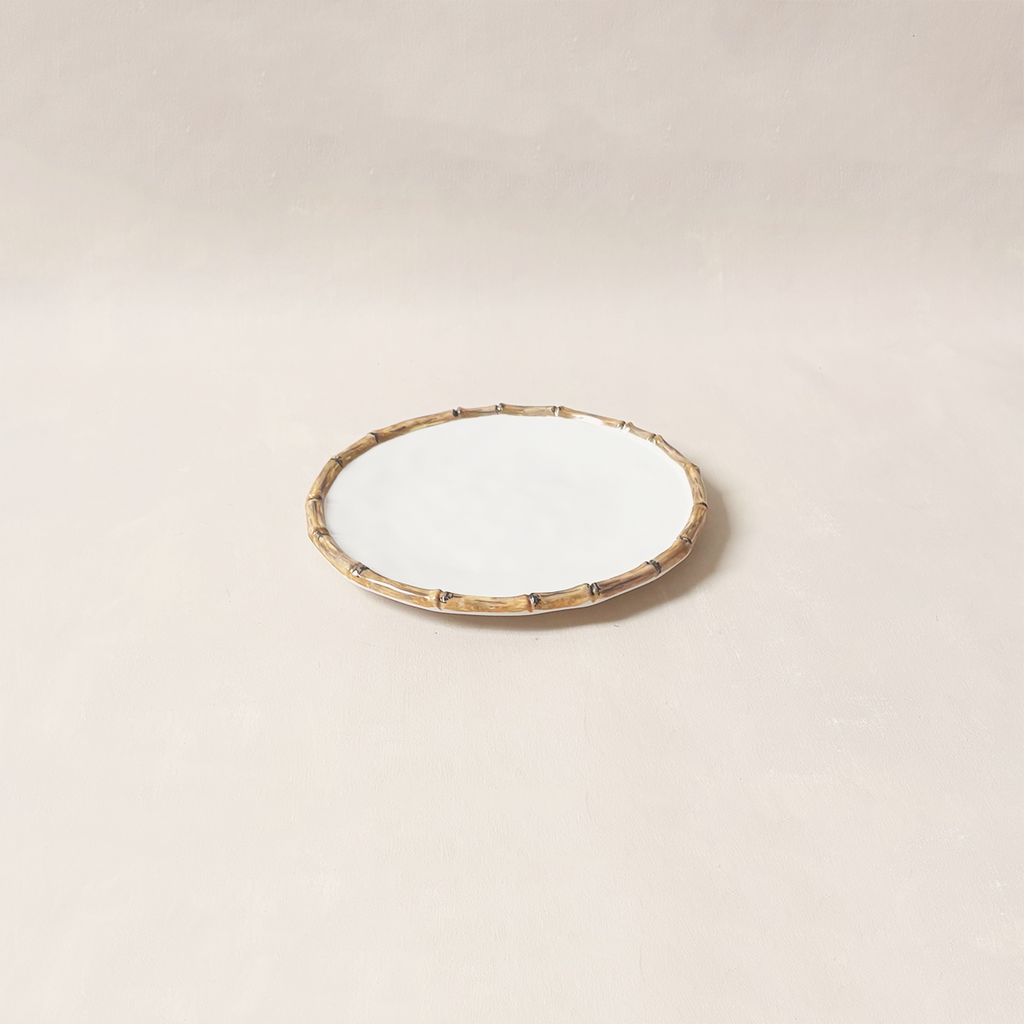 Vida Bamboo Salad Plate Natural & White