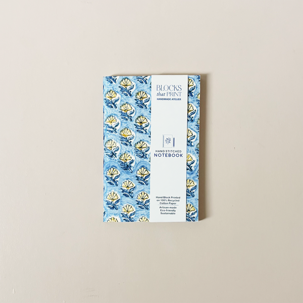 Hand Stitched Notebook Blue Booti Small