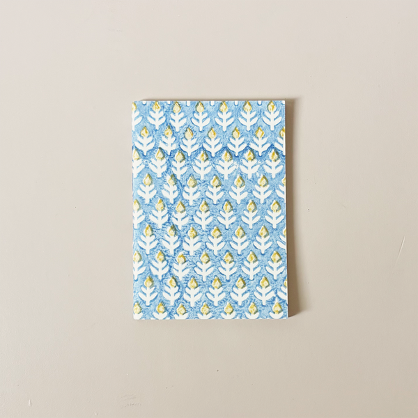 Hand Stitched Notebook Blue Flower Medium