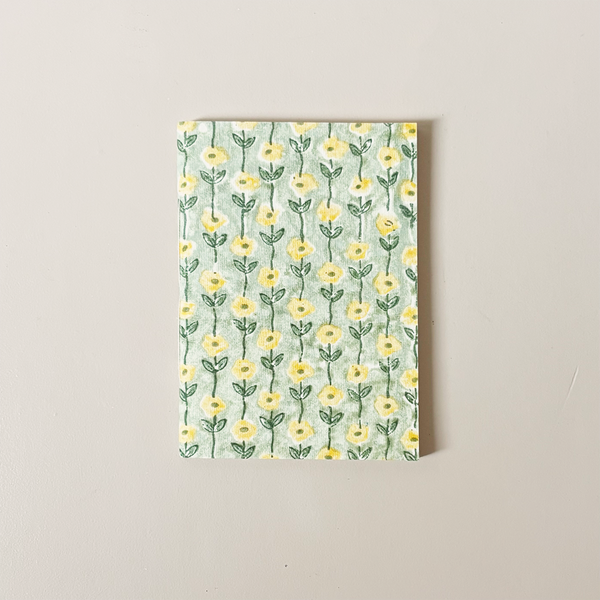 Hand Stitched Notebook Green Daisy Medium