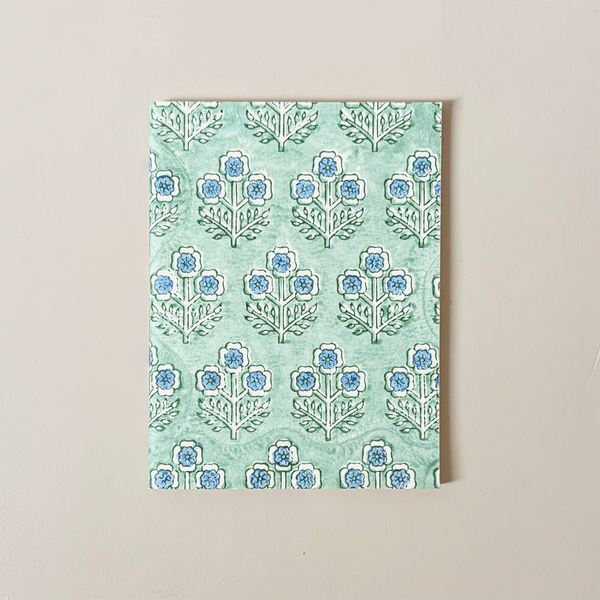 Hand Stitched Notebook Green Poppy Large