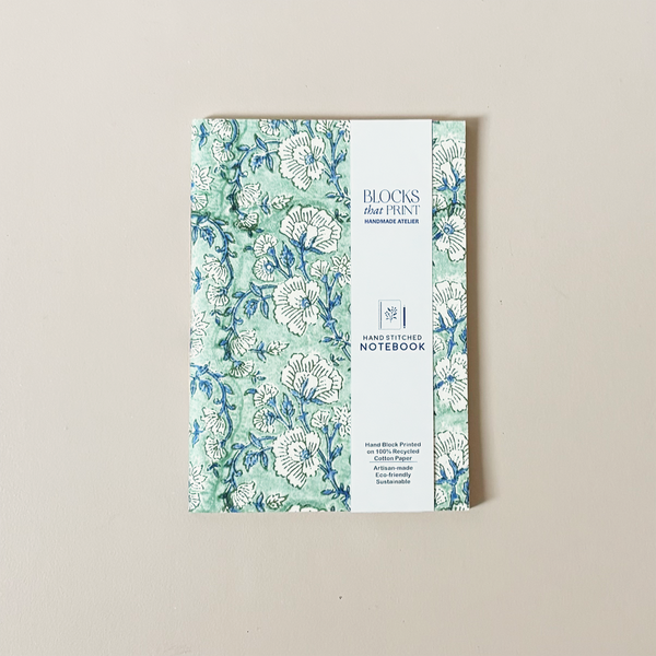 Hand Stitched Notebook Green Vine Medium