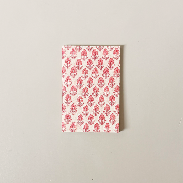 Hand Stitched Notebook Pink Booti Small