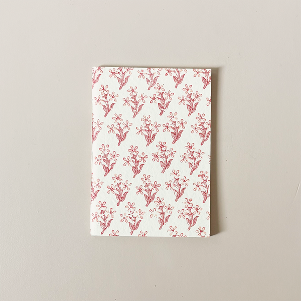 Hand Stitched Notebook Pink Flower Medium