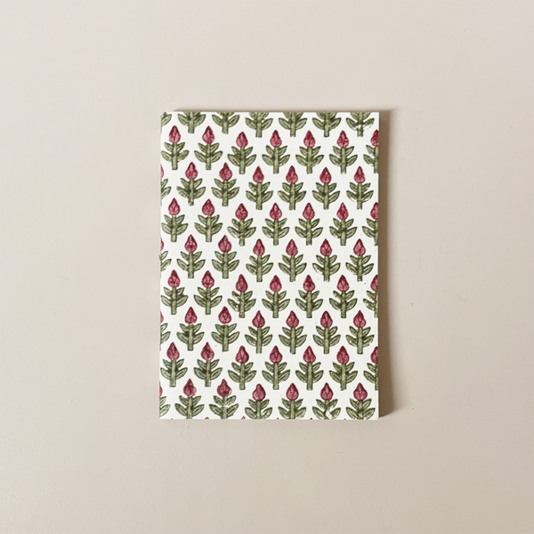 Hand Stitched Notebook Red Flower Medium