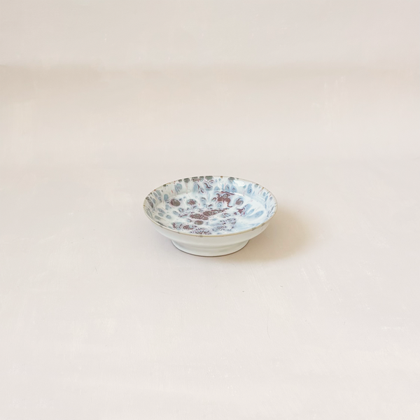 Blue Splatter Footed Bowl