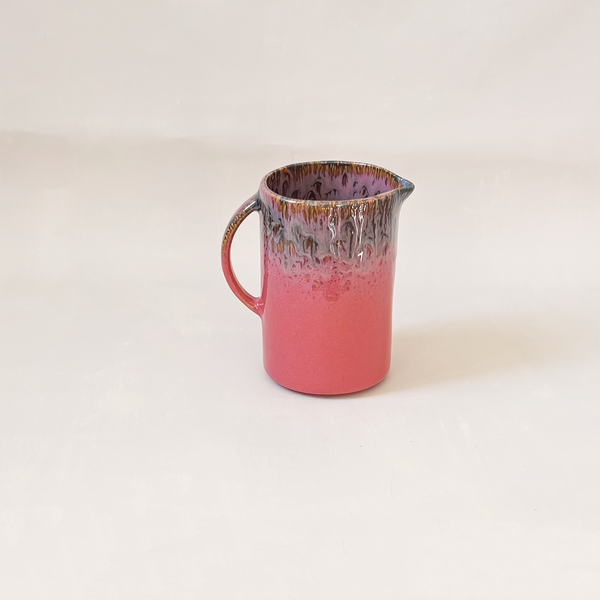 Pink & Brown Stoneware Pitcher