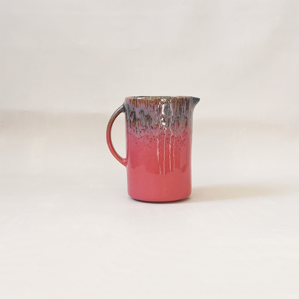Pink & Brown Stoneware Pitcher