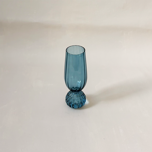 Pleated Footed Champagne Glass Blue