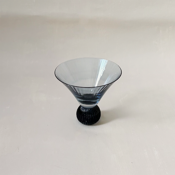 Pleated Footed Martini Glass Blue