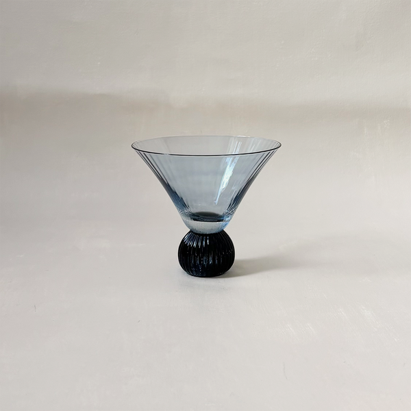 Pleated Footed Martini Glass Blue