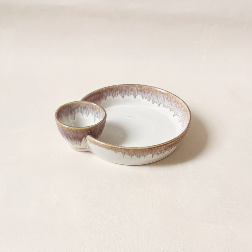 Stoneware Chip & Dip Cream & Mauve