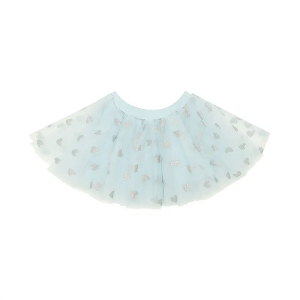 Sky Blue Glitter Hearts Tutu Skirt