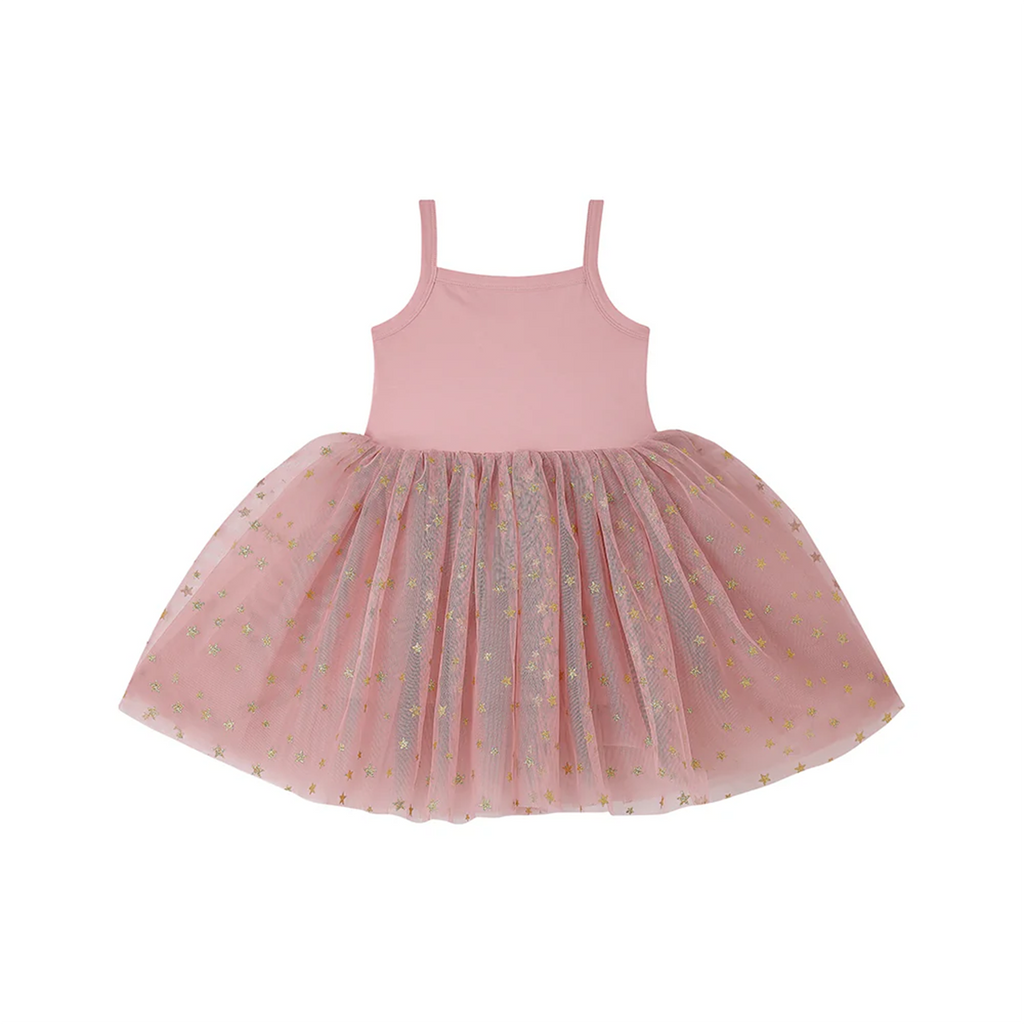 Vintage Pink & Gold Glitter Star Tutu Dress