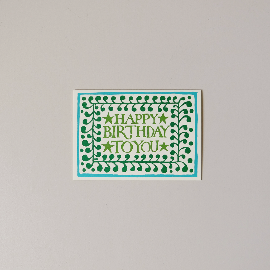 Green Happy Birthday Note Card