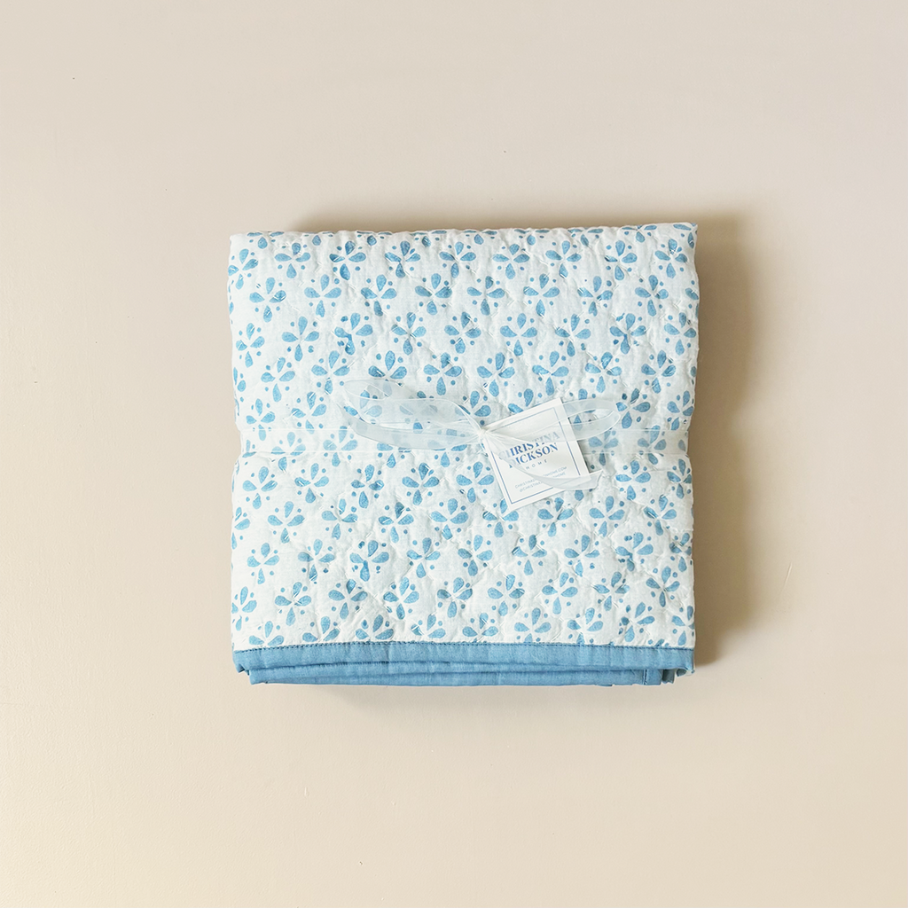 Blue Petal/Stripe Baby Blanket