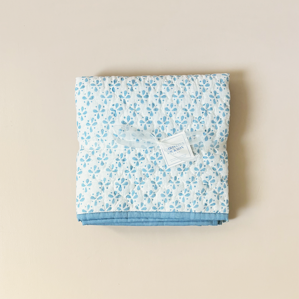 Blue Petal/Stripe Baby Blanket