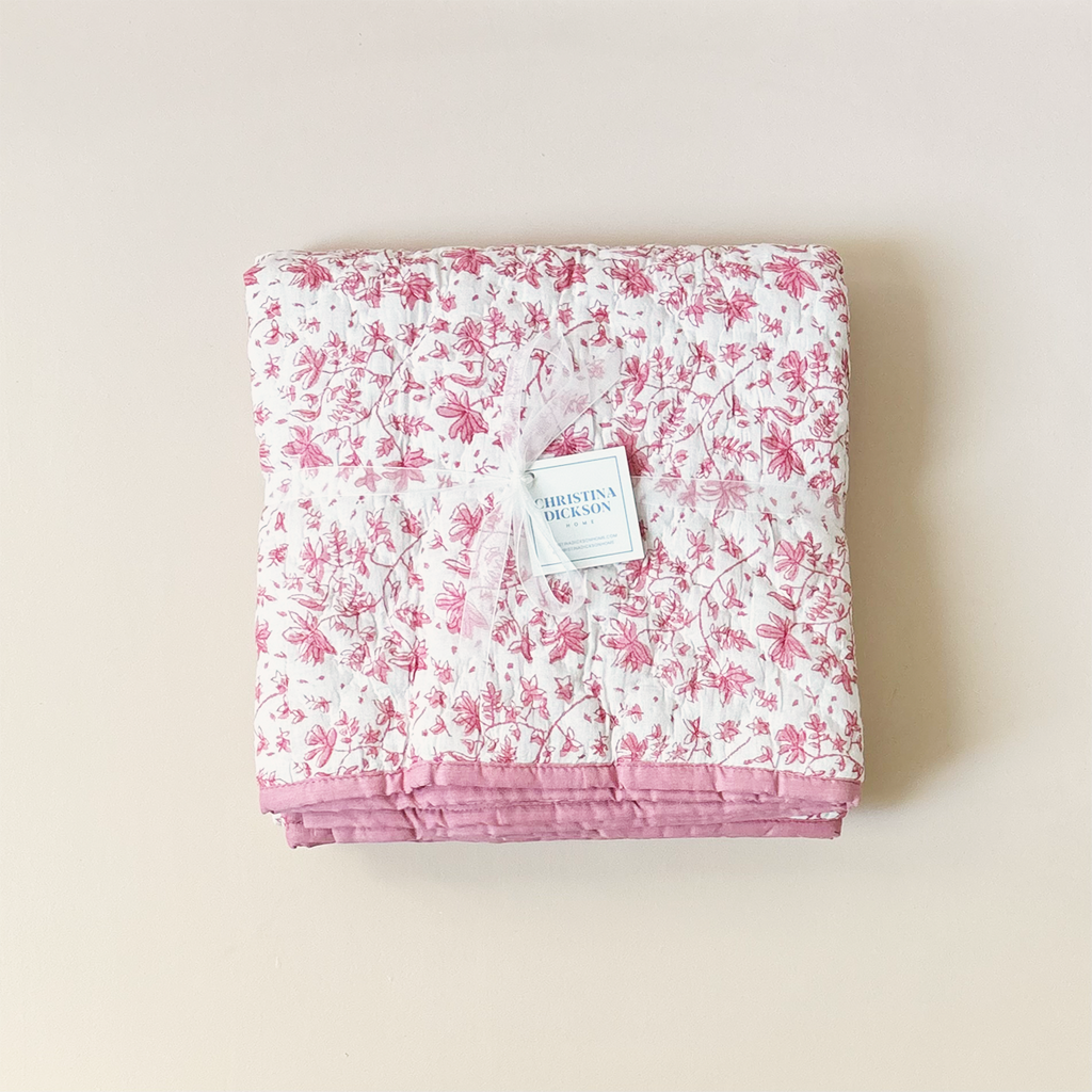 Rose Floral/Stripe Baby Blanket