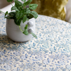 Woven Floral Blue Tablecloth 108" Round