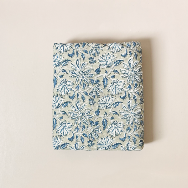 Woven Floral Blue Tablecloth 70" x 120"