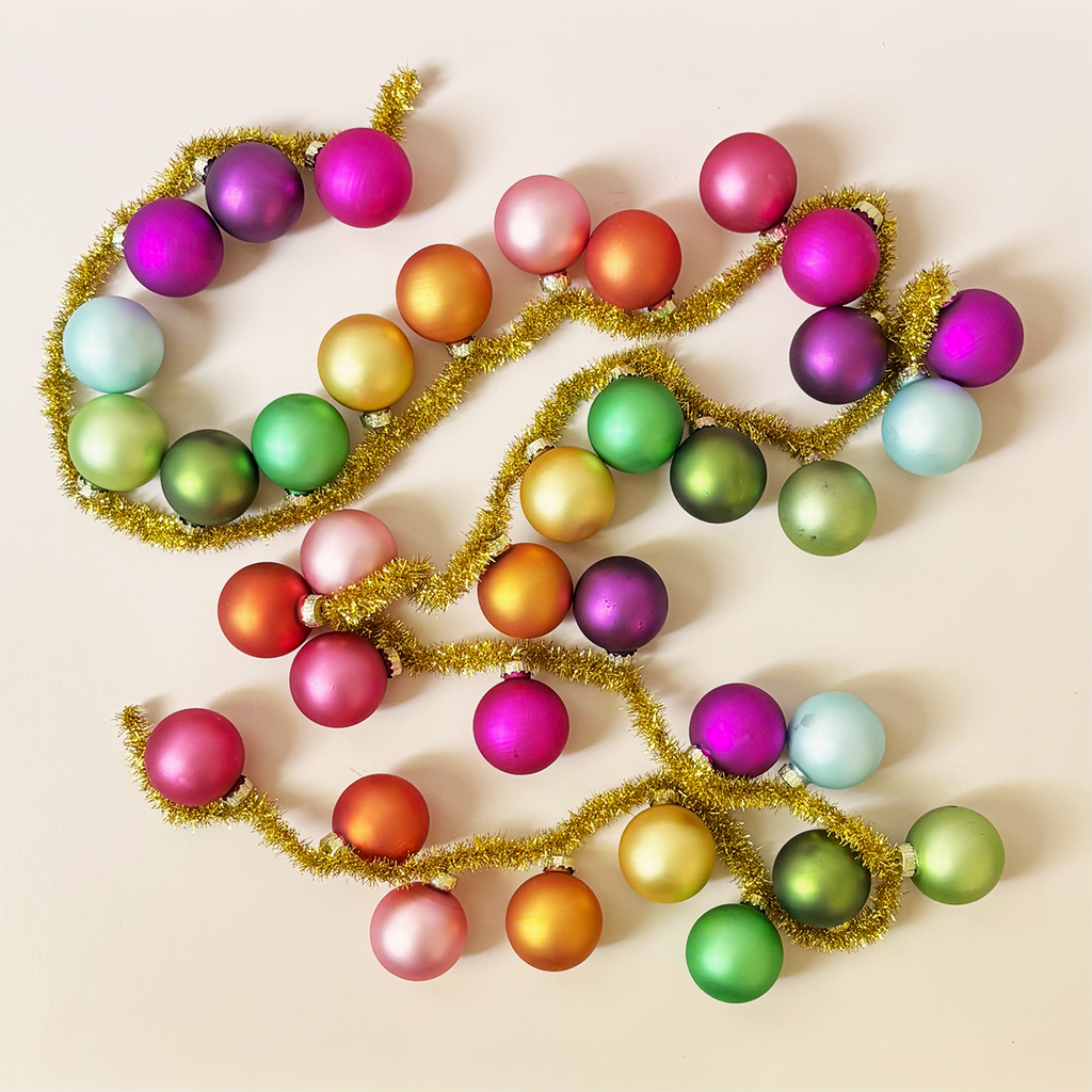 Colorful Glass Ball Garland on Gold