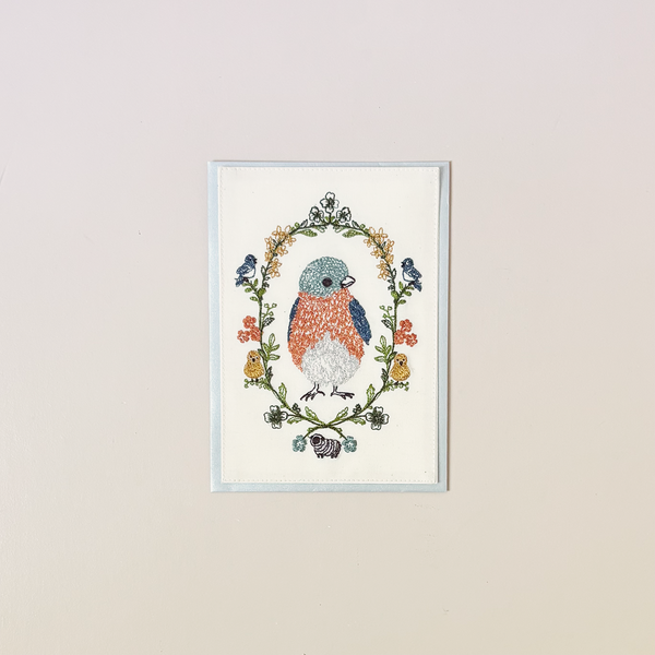 Baby Bluebird Embroidered Note Card