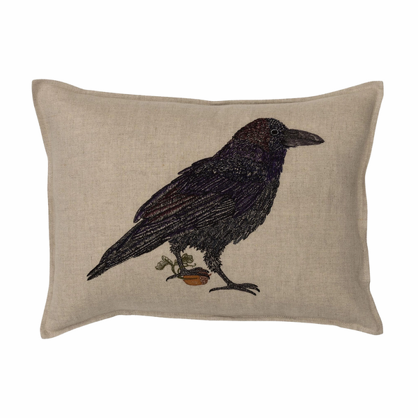 Blackbird with Acorn Pillow