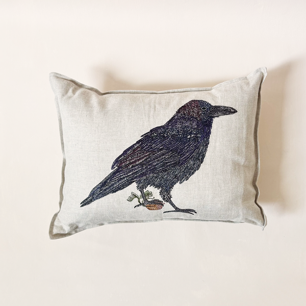 Blackbird with Acorn Pillow