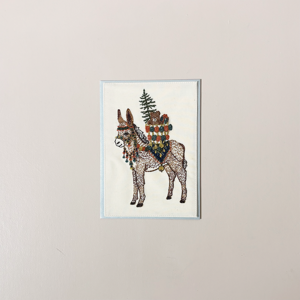 Christmas Donkey Embroidered Note Card