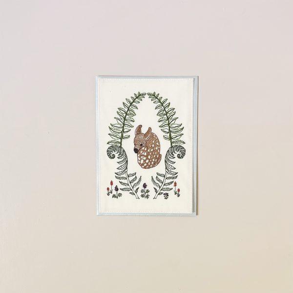 Fawn in Ferns Embroidered Note Card