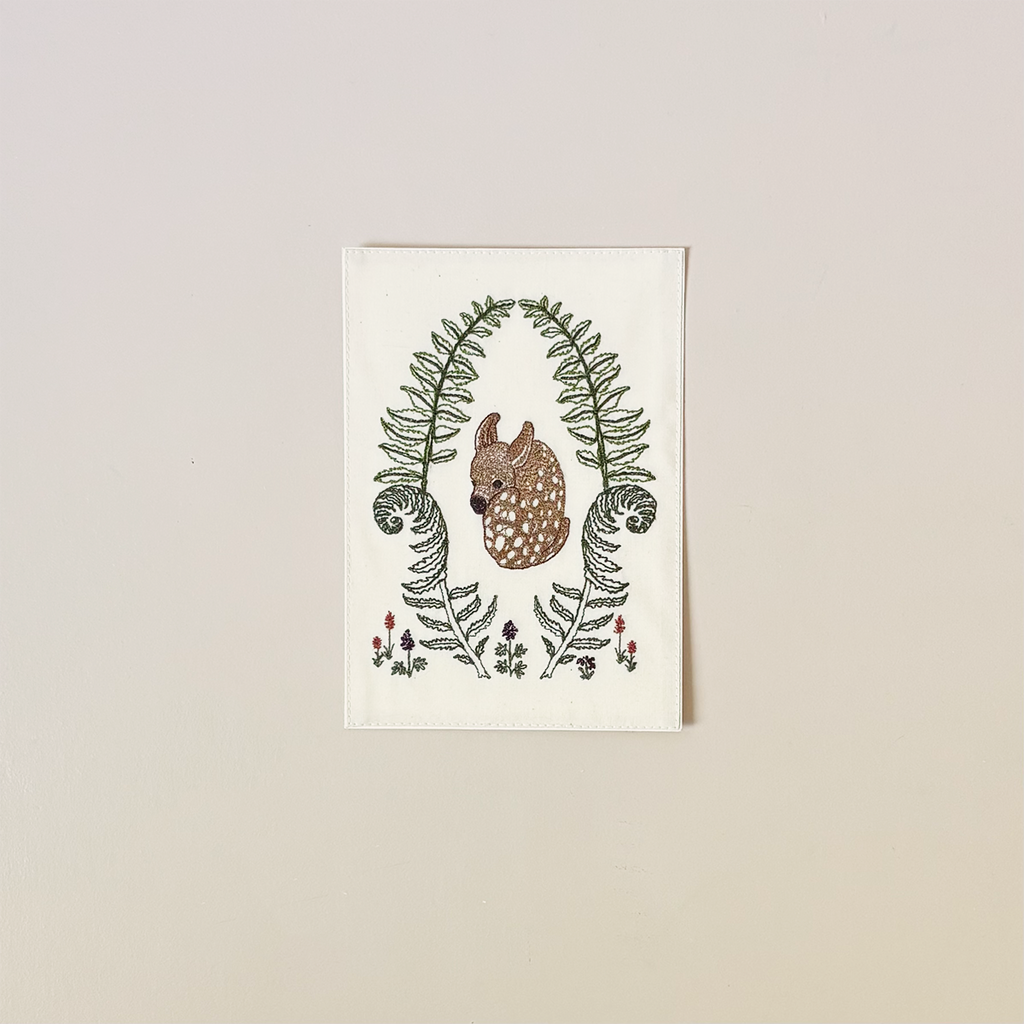 Fawn in Ferns Embroidered Note Card