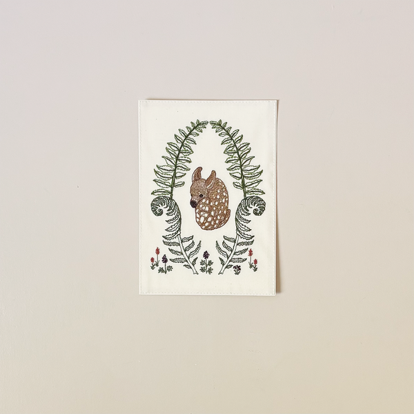 Fawn in Ferns Embroidered Note Card