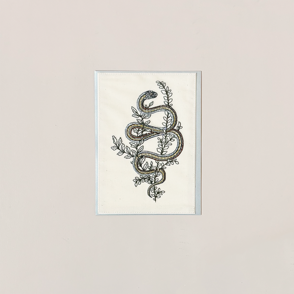 Garter Snake Embroidered Note Card