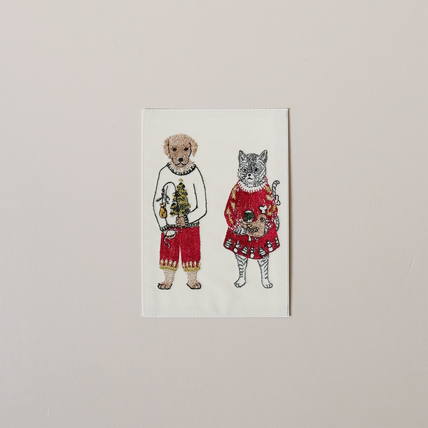 Gifting Cat & Dog Embroidered Note Card