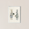 Good Luck Bunnies Embroidered Note Card