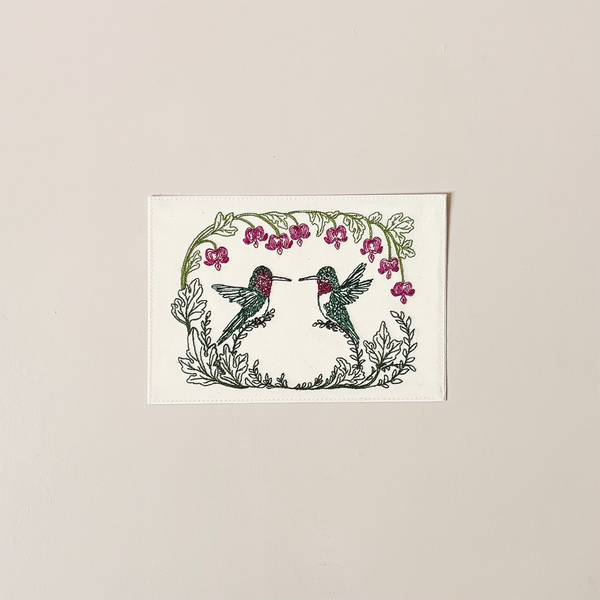 Hummingbird Hearts Embroidered Note Card