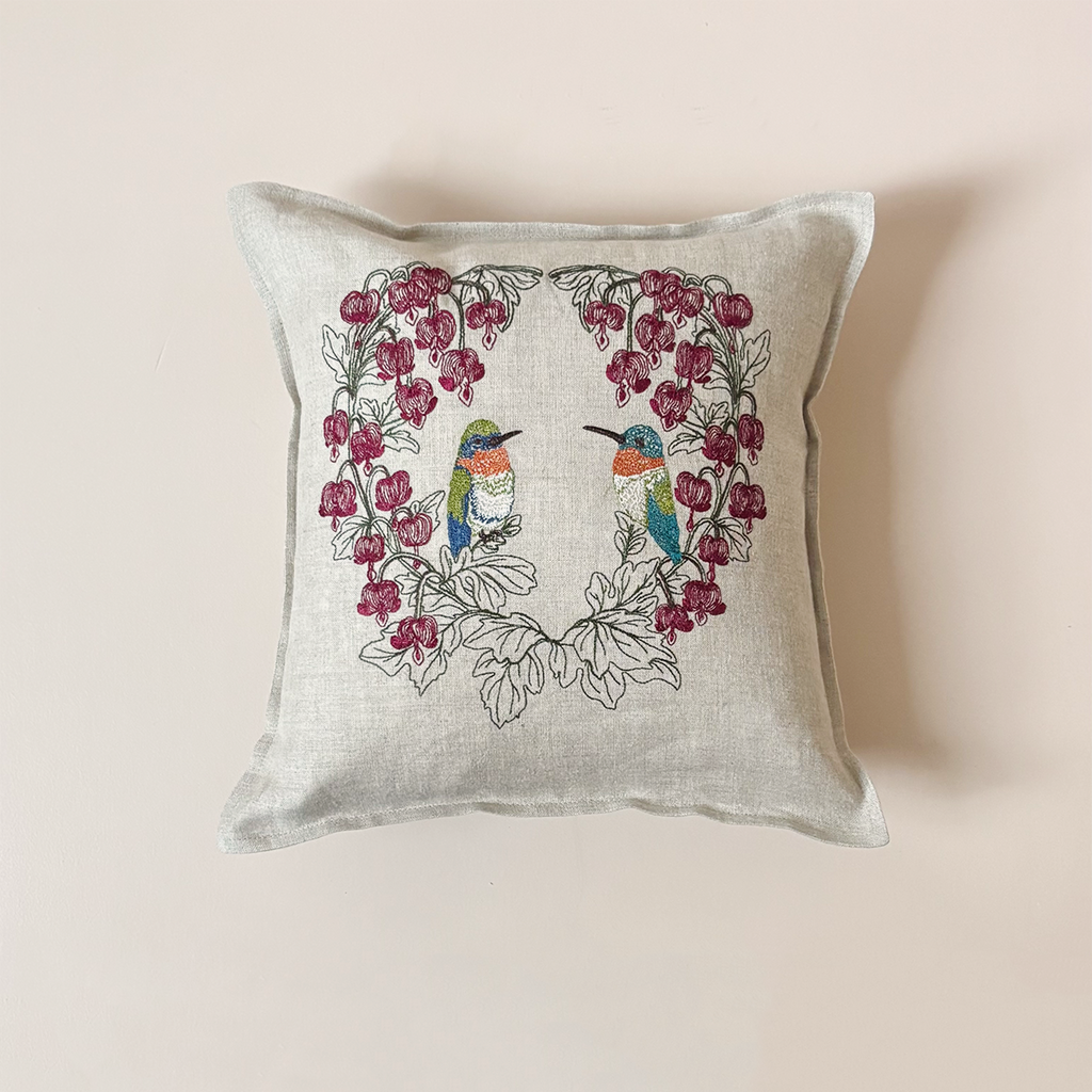 Hummingbird Hearts Pillow