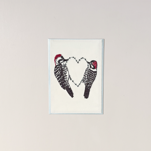 Woodpecker Love Embroidered Note Card