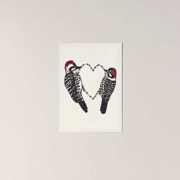 Woodpecker Love Embroidered Note Card