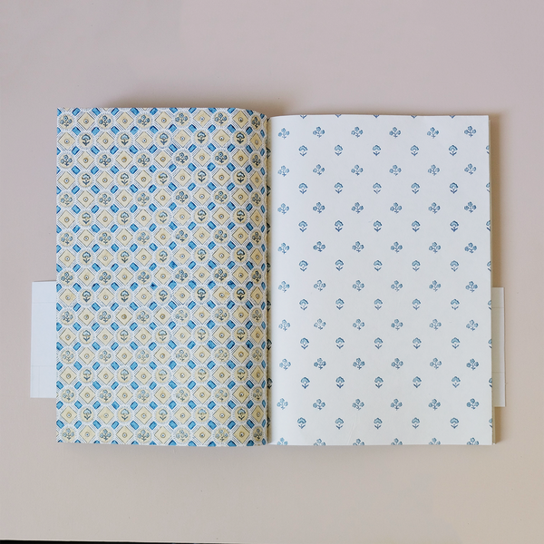 Block Print Wrapping Paper Book Blue