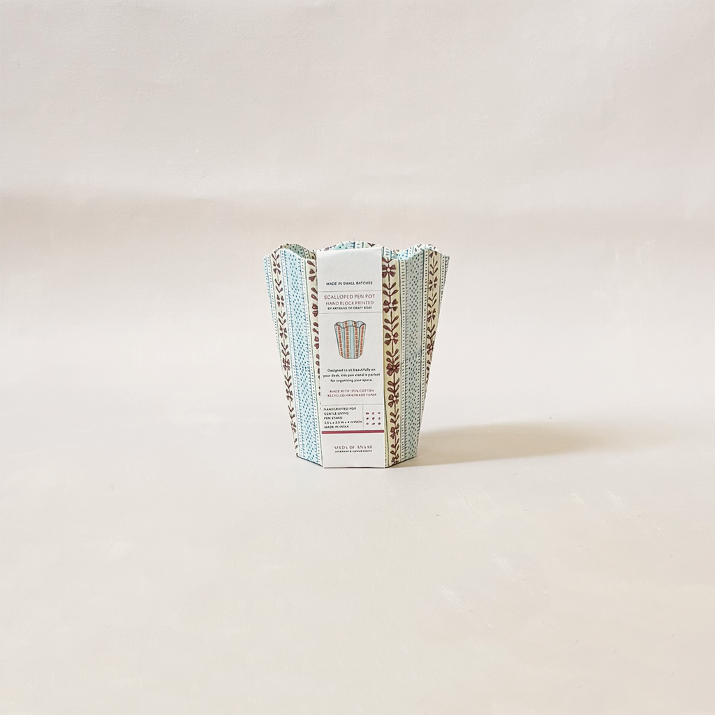 Blue Ochre Rhea Scalloped Pen Pot