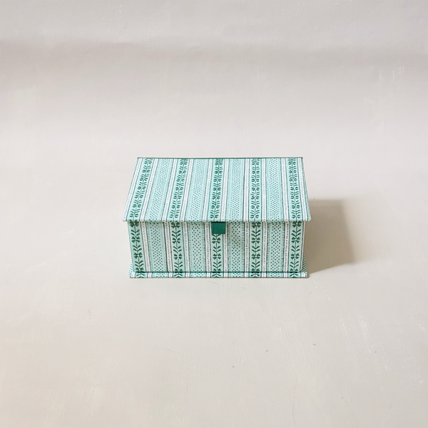 Celadon Floral Stripe Keepsake Box Small