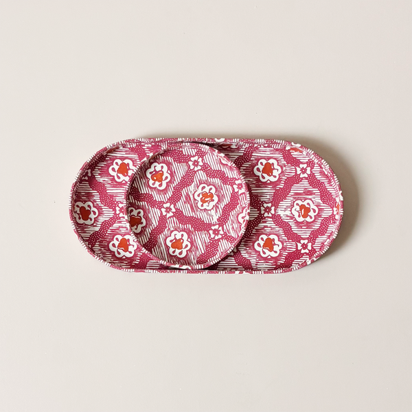 Desk Tray Set Red Vintage Vines