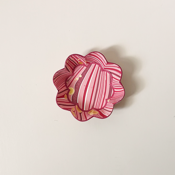 Flower Petal Round Desk Tray Red Fire Whirl