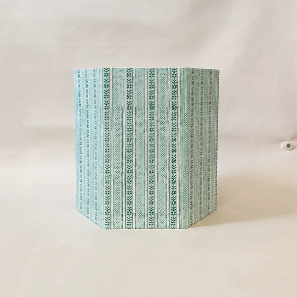 Hexagon Collapsible Basket Celadon Green Floral Stripe