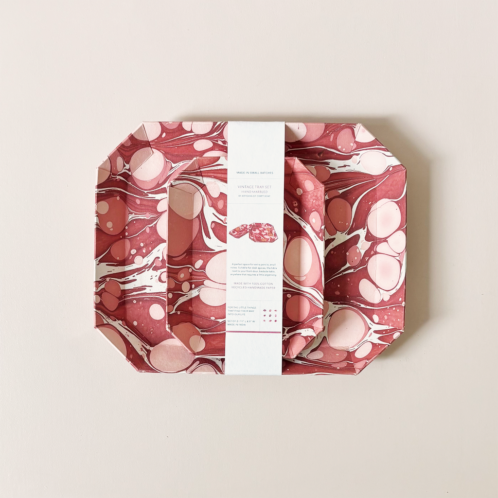 Octagon Tray Set Red Pebble