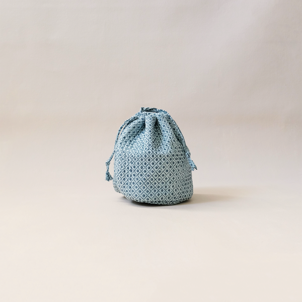 Quilted Jewelry Pouch Indigo Dot