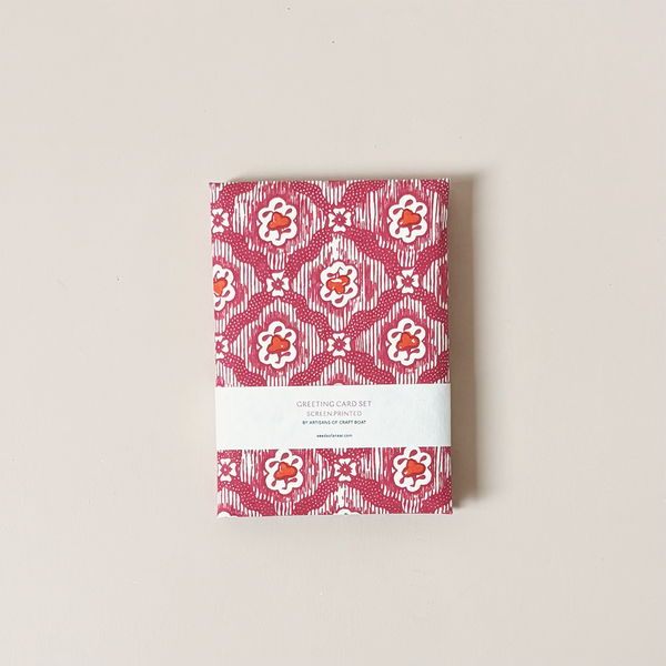 Red Vintage Vines Note Card Set