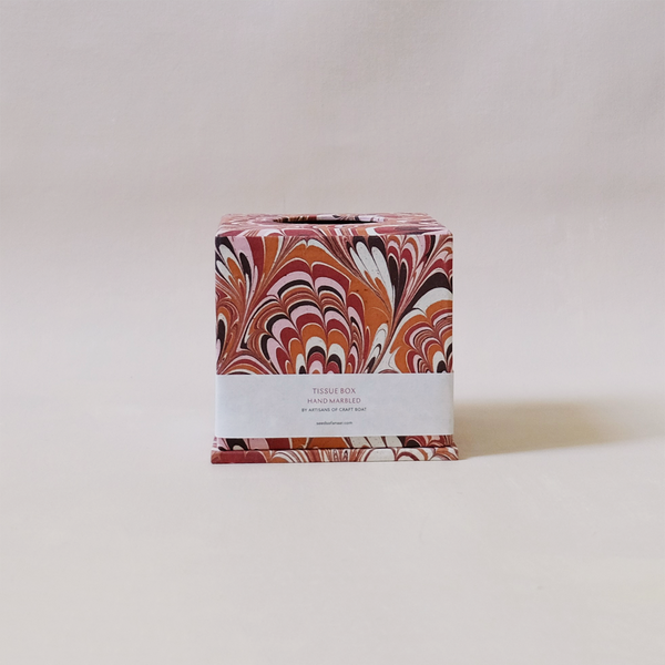 Tissue Box Cover Red Marble