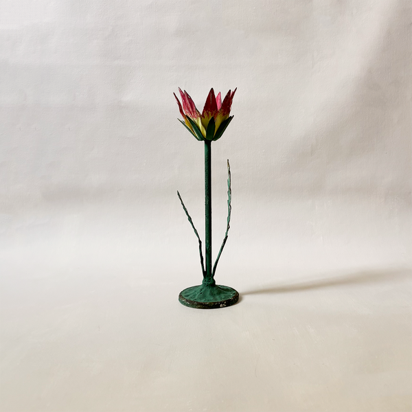 Flower Metal Taper Holder Orange Small